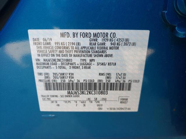 Photo 10 from auction – 2019 FORD ECOSPORT T with VIN MAJ6S3KL2KC310803