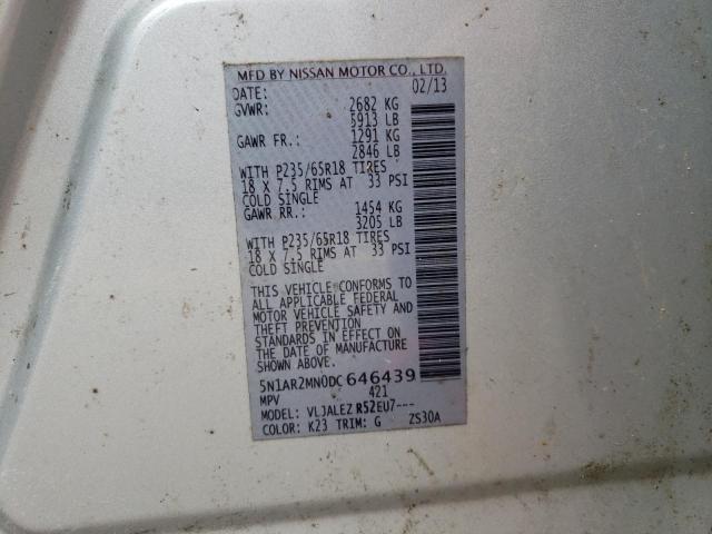 Photo 10 from auction – 2013 NISSAN PATHFINDER with VIN 5N1AR2MN0DC646439