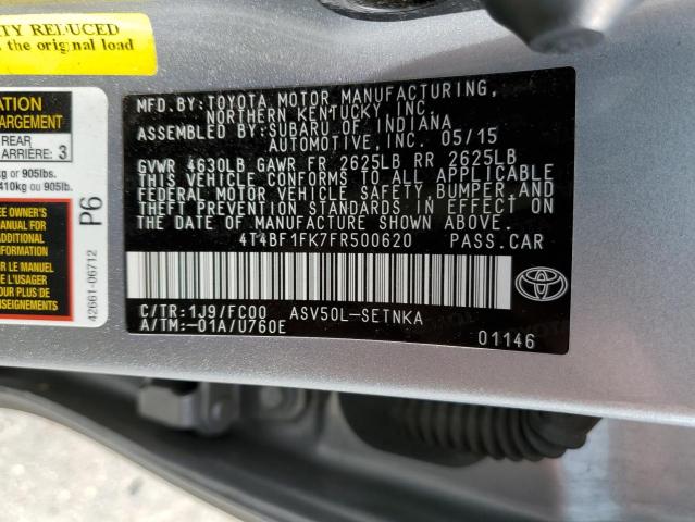 Photo 10 from auction – 2015 TOYOTA CAMRY LE with VIN 4T4BF1FK7FR500620