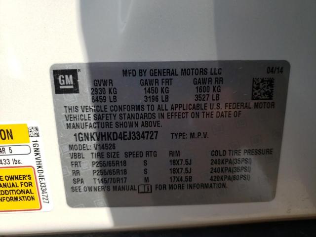 Photo 10 from auction – 2014 CHEVROLET TRAVERSE L with VIN 1GNKVHKD4EJ334727