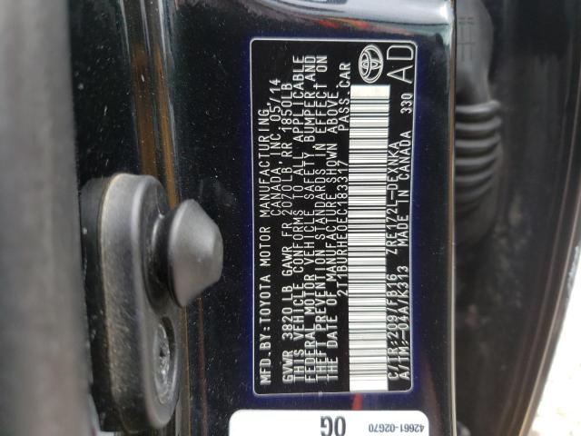 Photo 10 from auction – 2014 TOYOTA COROLLA L with VIN 2T1BURHE0EC183317
