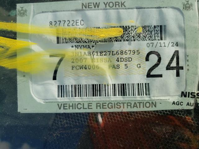 Photo 10 from auction – 2007 NISSAN SENTRA 2.0 with VIN 3N1AB61E27L686795