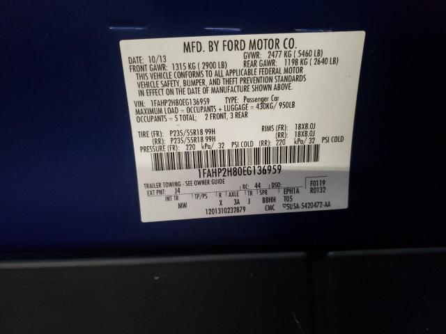 Photo 10 from auction – 2014 FORD TAURUS SEL with VIN 1FAHP2H80EG136959