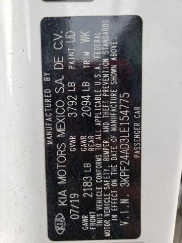 Photo 10 from auction – 2020 KIA FORTE FE with VIN 3KPF24AD3LE154775