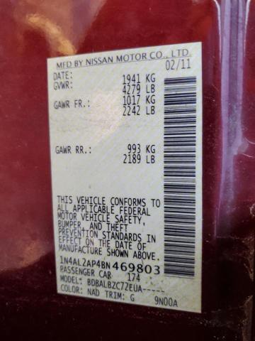 Photo 10 from auction – 2011 NISSAN ALTIMA BAS with VIN 1N4AL2AP4BN469803