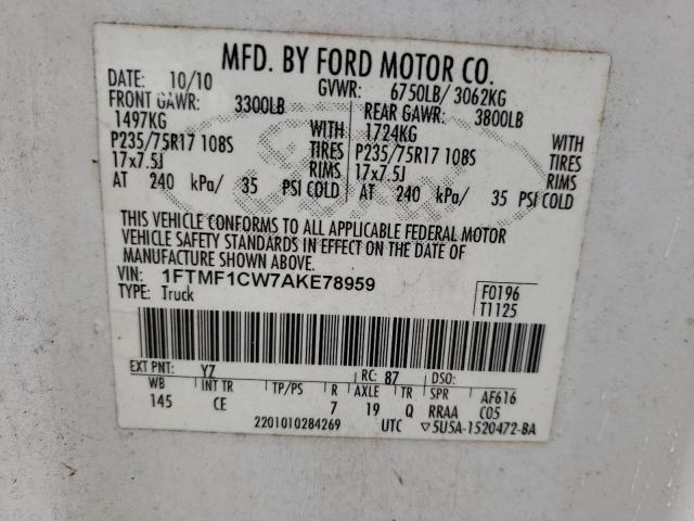 Photo 10 from auction – 2010 FORD F150 with VIN 1FTMF1CW7AKE78959