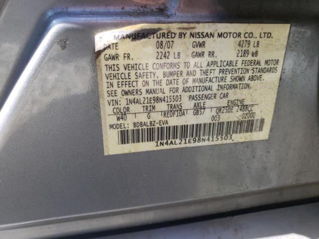 Photo 10 from auction – 2008 NISSAN ALTIMA 2.5 with VIN 1N4AL21E98N415503