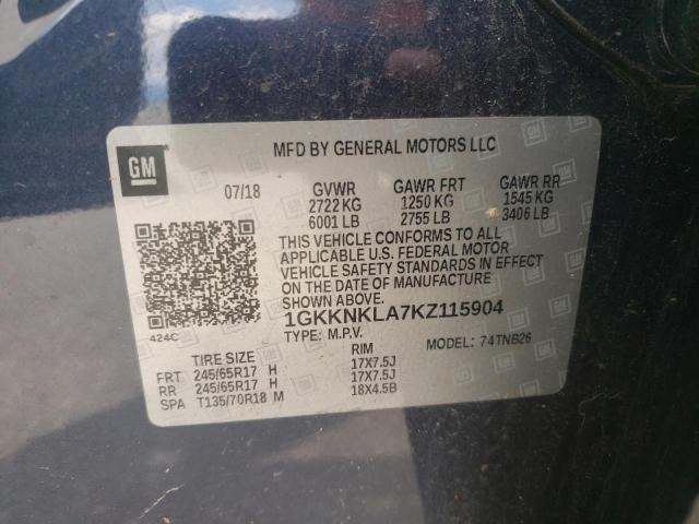 Photo 10 from auction – 2019 GMC ACADIA SLE with VIN 1GKKNKLA7KZ115904