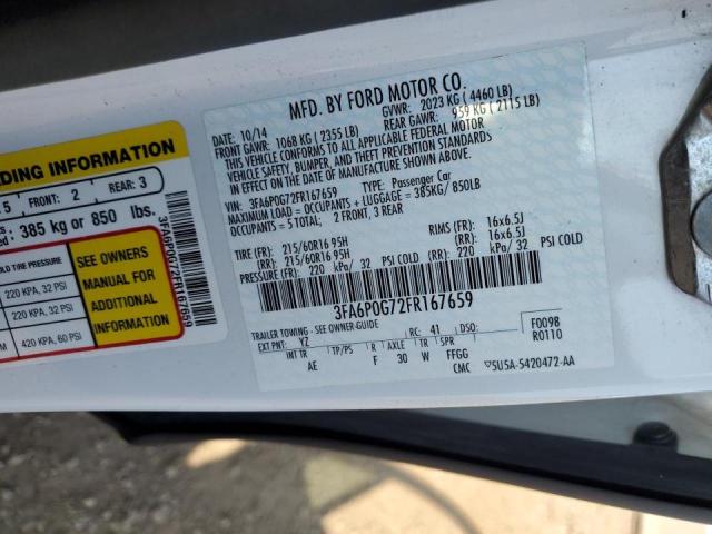 Photo 10 from auction – 2015 FORD FUSION S with VIN 3FA6P0G72FR167659