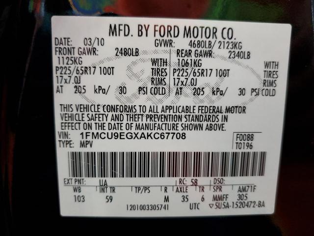 Photo 10 from auction – 2010 FORD ESCAPE LIM with VIN 1FMCU9EGXAKC67708