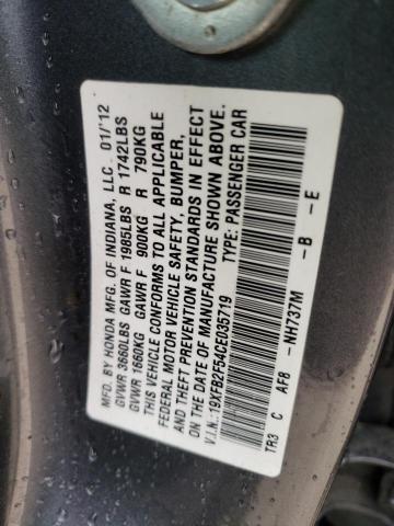 Photo 10 from auction – 2012 HONDA CIVIC LX with VIN 19XFB2F54CE035719