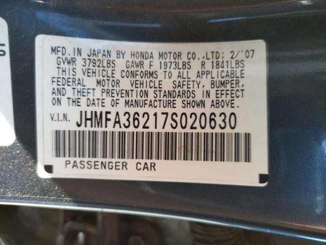 Photo 10 from auction – 2007 HONDA CIVIC HYBR with VIN JHMFA36217S020630