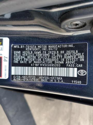 Photo 10 from auction – 2012 TOYOTA CAMRY BASE with VIN 4T1BF1FK5CU095203
