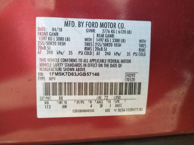 Photo 10 from auction – 2018 FORD EXPLORER X with VIN 1FM5K7D83JGB57146