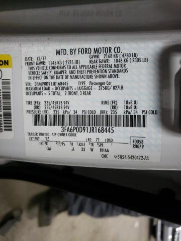 Photo 10 from auction – 2018 FORD FUSION TIT with VIN 3FA6P0D91JR168445