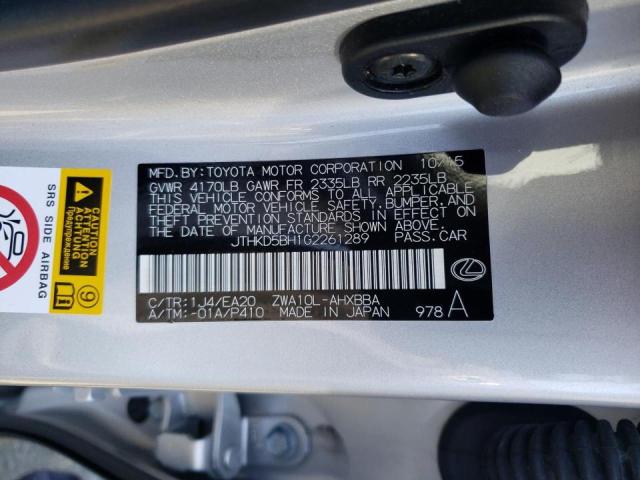 Photo 10 from auction – 2016 LEXUS CT 200 with VIN JTHKD5BH1G2261289
