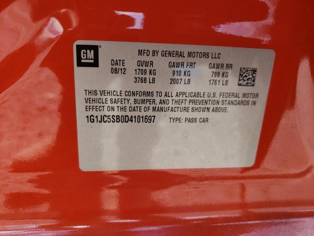 Photo 10 from auction – 2013 CHEVROLET SONIC LT with VIN 1G1JC5SB0D4101697