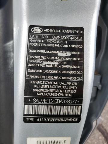 Photo 10 from auction – 2011 LAND ROVER RANGE ROVE with VIN SALME1D40BA338977