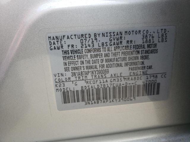 Photo 10 from auction – 2019 NISSAN SENTRA S with VIN 3N1AB7AP1KY390069