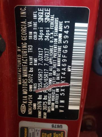 Photo 10 from auction – 2015 KIA SORENTO LX with VIN 5XYKT4A69FG659451
