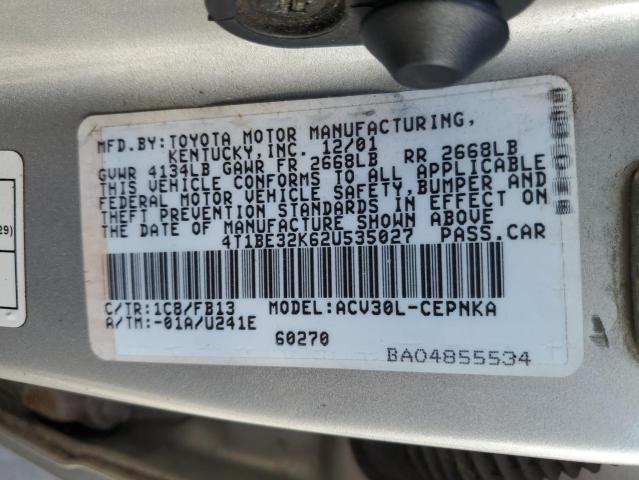 Photo 10 from auction – 2002 TOYOTA CAMRY LE with VIN 4T1BE32K62U535027