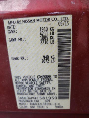 Photo 10 from auction – 2015 NISSAN ALTIMA 2.5 with VIN 1N4AL3AP4FC581959