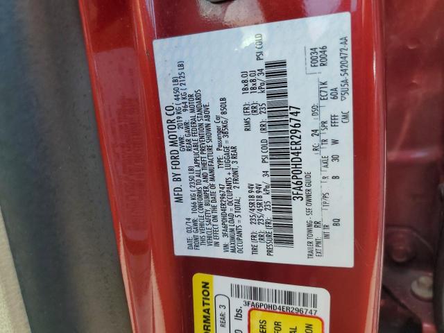Photo 10 from auction – 2014 FORD FUSION SE with VIN 3FA6P0HD4ER296747