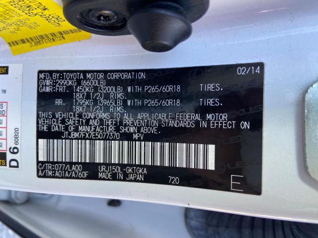 Photo 10 from auction – 2014 LEXUS GX 460 with VIN JTJBM7FX7E5077370