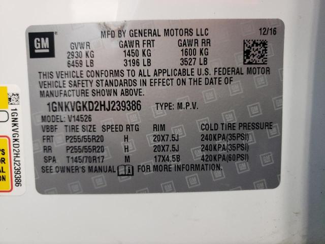 Photo 10 from auction – 2017 CHEVROLET TRAVERSE L with VIN 1GNKVGKD2HJ239386