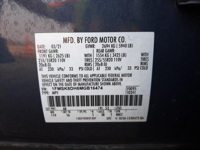 Foto 10 de la subasta – 2021 FORD EXPLORER X con VIN 1FMSK8DH6MGB16474