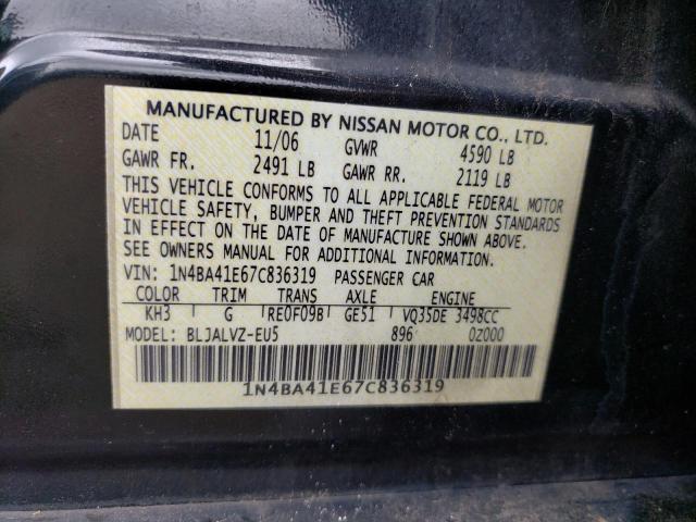 Photo 10 from auction – 2007 NISSAN MAXIMA SE with VIN 1N4BA41E67C836319