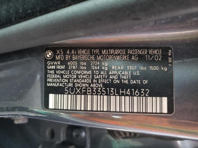 Photo 10 from auction – 2003 BMW X5 4.4I with VIN 5UXFB33513LH41632