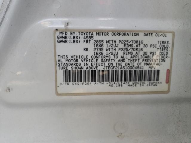 Photo 10 from auction – 2001 TOYOTA HIGHLANDER with VIN JTEGF21A610004941