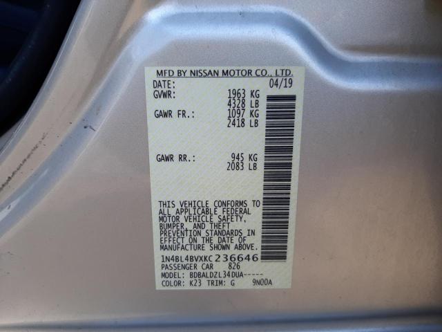 Photo 10 from auction – 2019 NISSAN ALTIMA S with VIN 1N4BL4BVXKC236646