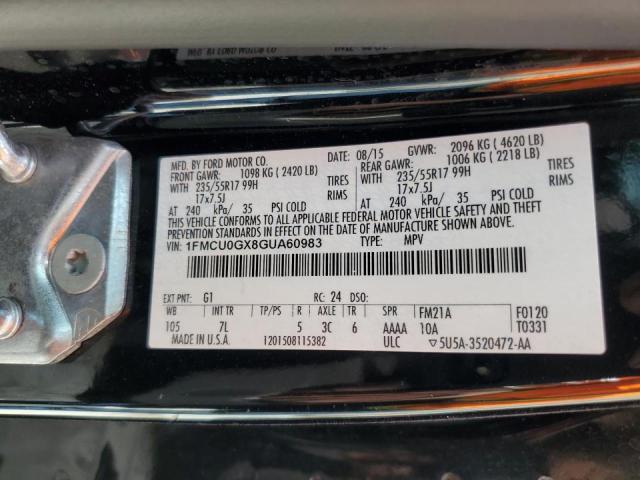 Photo 10 from auction – 2016 FORD ESCAPE SE with VIN 1FMCU0GX8GUA60983