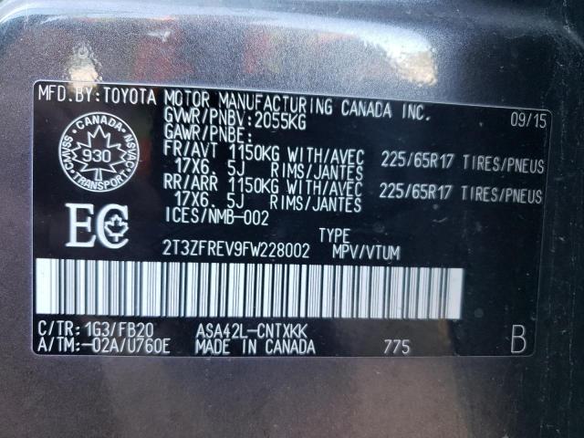 Photo 10 from auction – 2015 TOYOTA RAV4 LE with VIN 2T3ZFREV9FW228002