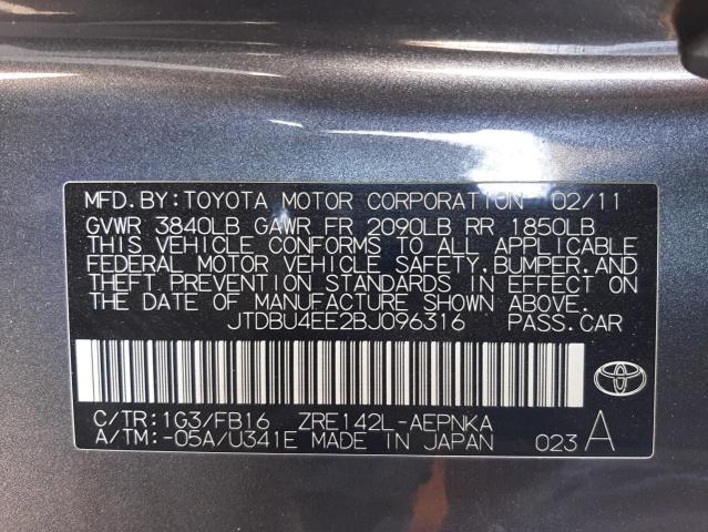Photo 10 from auction – 2011 TOYOTA COROLLA with VIN JTDBU4EE2BJ096316