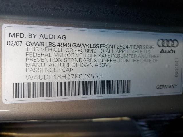 Photo 10 from auction – 2007 AUDI A4 2.0T CA with VIN WAUDF48H27K029559