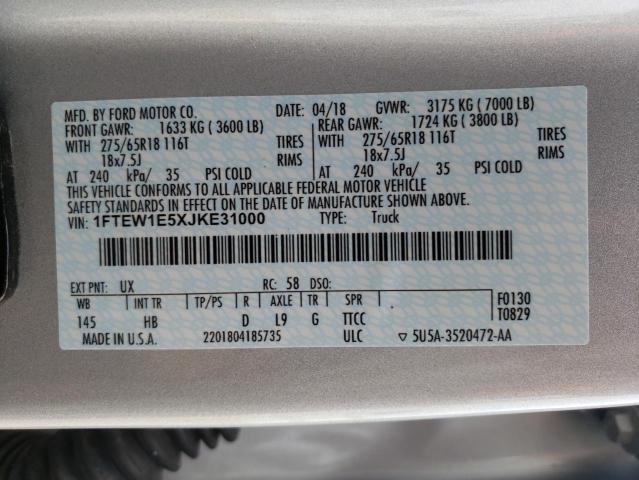 Photo 10 from auction – 2018 FORD F150 SUPER with VIN 1FTEW1E5XJKE31000