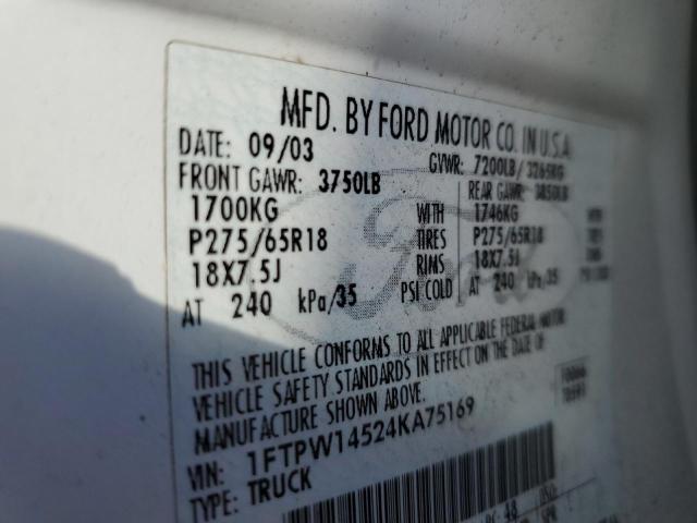Photo 10 from auction – 2004 FORD F150 SUPER with VIN 1FTPW14524KA75169
