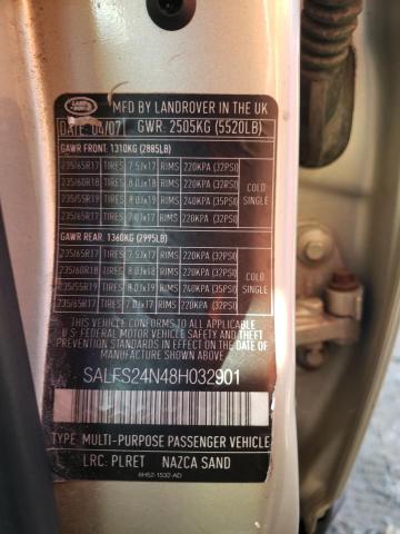 Photo 10 from auction – 2008 LAND ROVER LR2 SE TEC with VIN SALFS24N48H032901