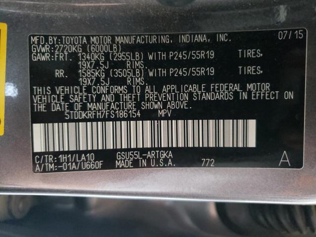 Photo 10 from auction – 2015 TOYOTA HIGHLANDER with VIN 5TDDKRFH7FS186154