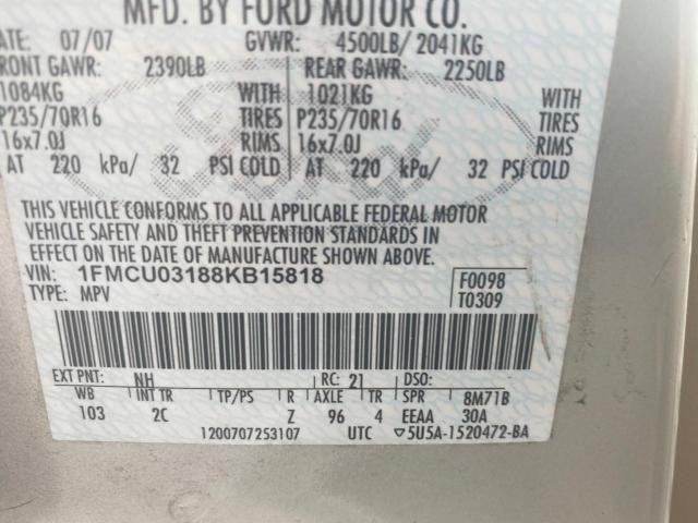Photo 10 from auction – 2008 FORD ESCAPE XLT with VIN 1FMCU03188KB15818
