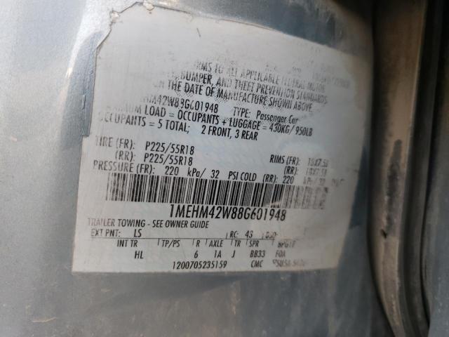 Photo 10 from auction – 2008 MERCURY SABLE PREM with VIN 1MEHM42W88G601948