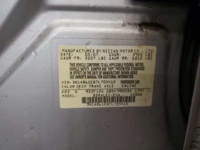 Photo 10 from auction – 2007 NISSAN SENTRA 2.0 with VIN 3N1AB61E87L705415