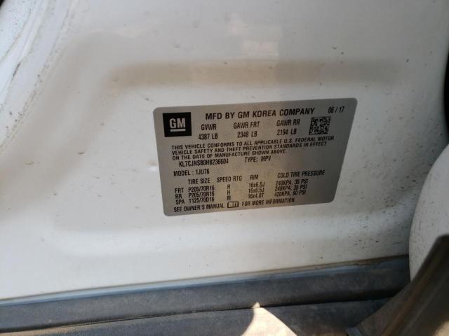 Photo 10 from auction – 2017 CHEVROLET TRAX LS with VIN KL7CJNSB0HB236604