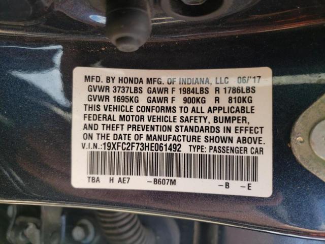 Photo 10 from auction – 2017 HONDA CIVIC EX with VIN 19XFC2F73HE061492