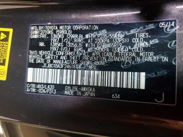 Photo 10 from auction – 2015 LEXUS RX 450H with VIN JTJBC1BA3F2461814