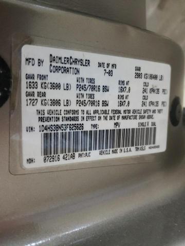 Photo 10 from auction – 2003 DODGE DURANGO SP with VIN 1D4HS38N53F625626
