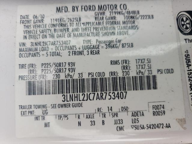 Photo 10 from auction – 2010 LINCOLN MKZ with VIN 3LNHL2JC7AR753407